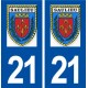 21 Saulieu logo ville autocollant plaque immatriculation département