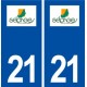 21 Selongey logo ville autocollant plaque immatriculation département