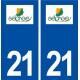 21 Selongey logo ville autocollant plaque immatriculation département