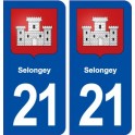 21 Selongey blason ville autocollant plaque immatriculation département