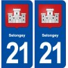 21 Selongey blason ville autocollant plaque immatriculation département