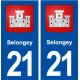 21 Selongey blason ville autocollant plaque immatriculation département