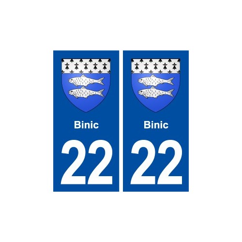 22 Binic blason ville autocollant plaque immatriculation département