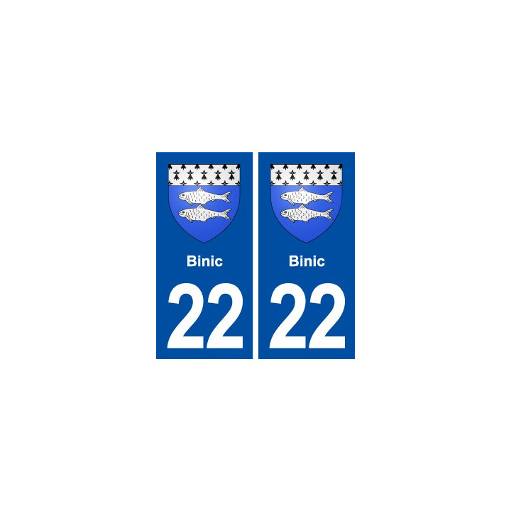 22 Binic blason ville autocollant plaque immatriculation département