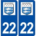 22 Binic logo ville autocollant plaque sticker