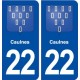 22 Caulnes blason ville autocollant plaque sticker
