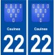 22 Caulnes blason ville autocollant plaque sticker