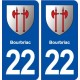 22 Bourbriac blason ville autocollant plaque immatriculation département