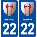 22 Bourbriac blason ville autocollant plaque immatriculation département