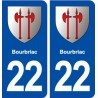22 Bourbriac blason ville autocollant plaque immatriculation département