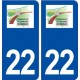 22 Bourbriac logo ville autocollant plaque immatriculation département