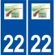 22 Bourbriac logo ville autocollant plaque immatriculation département