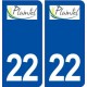 22 Plaintel logo ville autocollant plaque immatriculation département