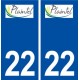 22 Plaintel logo ville autocollant plaque immatriculation département