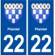 22 Plaintel blason ville autocollant plaque sticker
