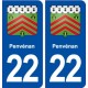 22 Penvénan blason ville autocollant plaque immatriculation département