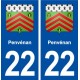 22 Penvénan blason ville autocollant plaque immatriculation département
