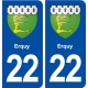 22 Erquy blason ville autocollant plaque immatriculation département