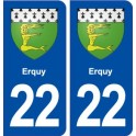 22 Erquy blason ville autocollant plaque immatriculation département