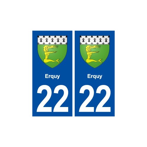 22 Erquy blason ville autocollant plaque immatriculation département