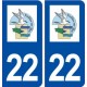 22 Étables-sur-Mer logo ville autocollant plaque immatriculation département