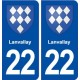 22 Lanvallay blason ville autocollant plaque immatriculation département