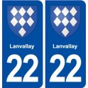 22 Lanvallay blason ville autocollant plaque immatriculation département