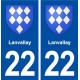 22 Lanvallay blason ville autocollant plaque immatriculation département