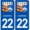 22 Louannec blason ville autocollant plaque sticker