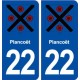22 Plancoët blason ville autocollant plaque immatriculation département