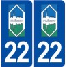 22 Plémet logo ville autocollant plaque immatriculation département