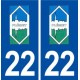 22 Plémet logo ville autocollant plaque immatriculation département