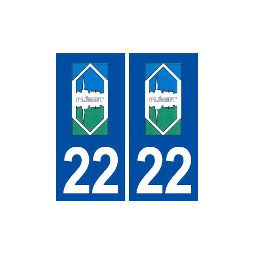 22 Plémet logo ville autocollant plaque immatriculation département