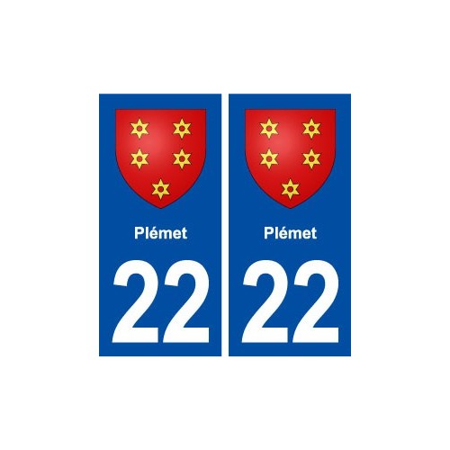 22 Plémet blason ville autocollant plaque immatriculation département