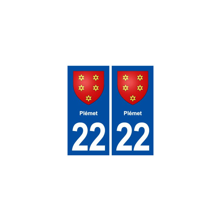 22 Plémet blason ville autocollant plaque immatriculation département
