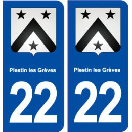 22 Plestin-les-Grèves blason ville autocollant plaque immatriculation département