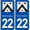 22 Plestin-les-Grèves blason ville autocollant plaque immatriculation département