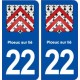 22 Ploeuc-sur-lié blason ville autocollant plaque immatriculation département