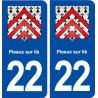 22 Ploeuc-sur-lié blason ville autocollant plaque immatriculation département