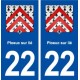 22 Ploeuc-sur-lié blason ville autocollant plaque immatriculation département