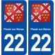 22 Plouër-sur-Rance blason ville autocollant plaque immatriculation département