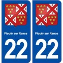 22 Plouër-sur-Rance blason ville autocollant plaque immatriculation département