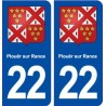 22 Plouër-sur-Rance blason ville autocollant plaque immatriculation département