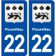 22 Ploumilliau blason ville autocollant plaque immatriculation département