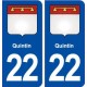 22 Quintin blason ville autocollant plaque immatriculation département