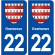 22 Rostrenen blason ville autocollant plaque immatriculation département