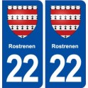 22 Rostrenen blason ville autocollant plaque immatriculation département