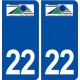 22 Rostrenen logo ville autocollant plaque immatriculation département