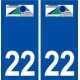 22 Rostrenen logo ville autocollant plaque immatriculation département