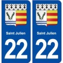 22 Saint Julien blason ville autocollant plaque immatriculation département